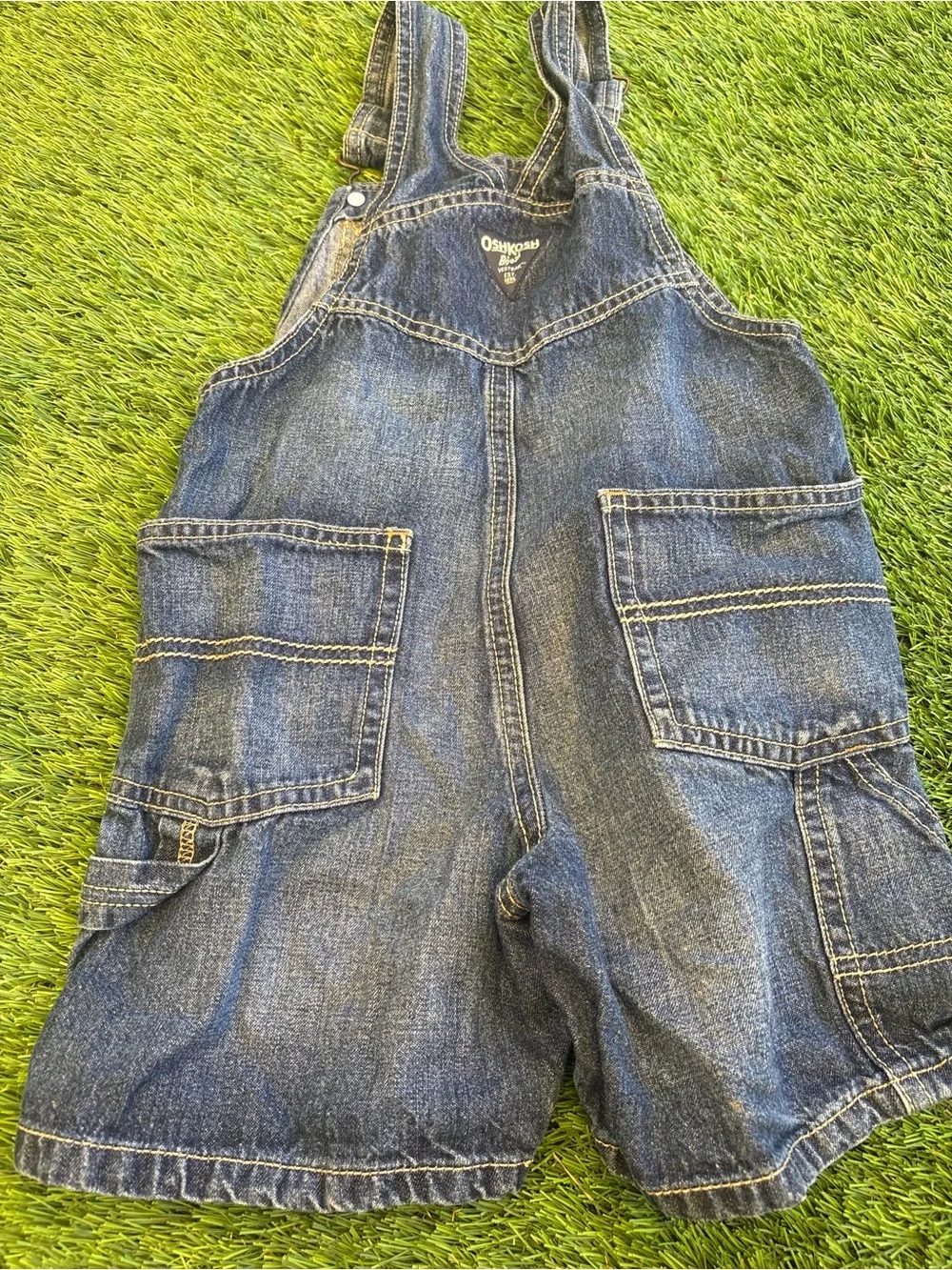 OshKosh B'gosh Vintage-Style Denim Short Overalls - Blue